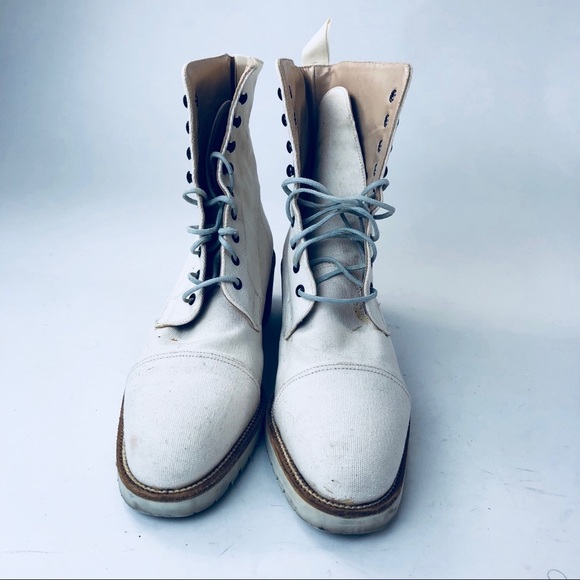 Boots Laced Hand Made in Italy Boots off white - PRET 7.5 - Picture 2 of 8